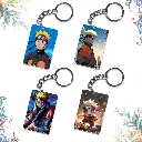 MDF Premium (Pack of 4) Anime Printed Long Keychain For Bike, Scooty, Car, Acrylic Keyholder (Naruto)